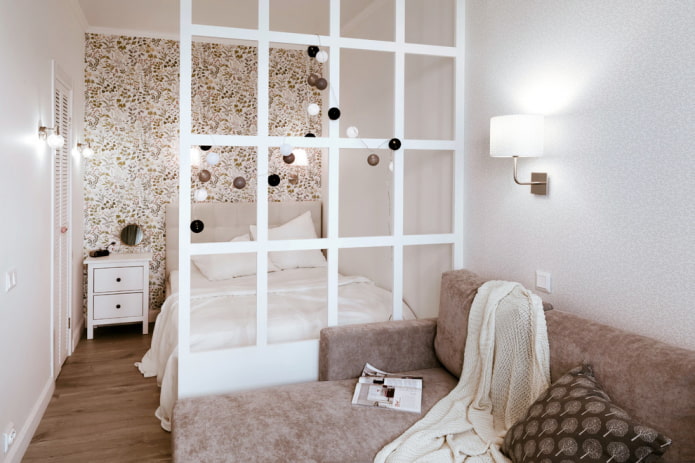 Gipskarton-Trennwand im Schlafzimmer