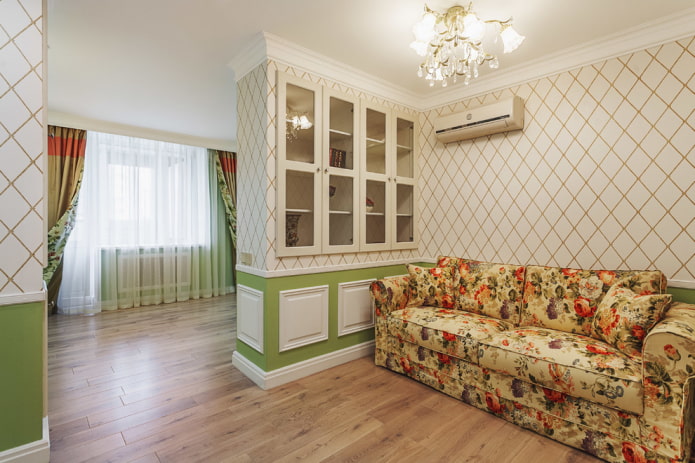 Gipskartontrennwand im Wohnzimmer