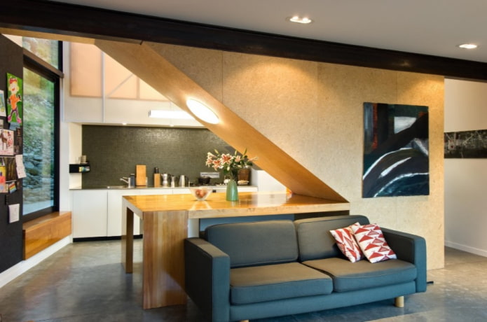 MDF-Trennwand im Wohnküchen-Interieur