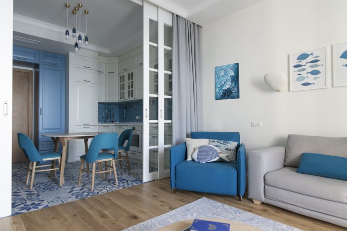 Bodenbelag trennt Küche und Wohnzimmer