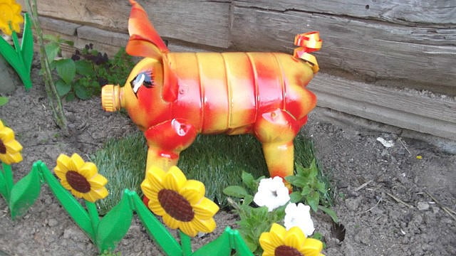 Schwein aus der Flasche