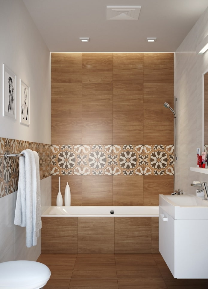 Holzfliesendesign im Badezimmer
