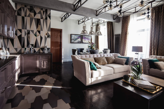 Küche-Wohnzimmer-Interieur