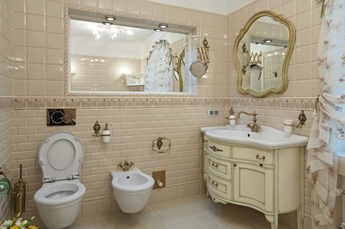 Fliesen im Badezimmer im Shabby-Chic-Stil