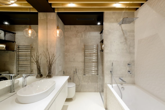 Fliesen unter Beton im Badezimmer