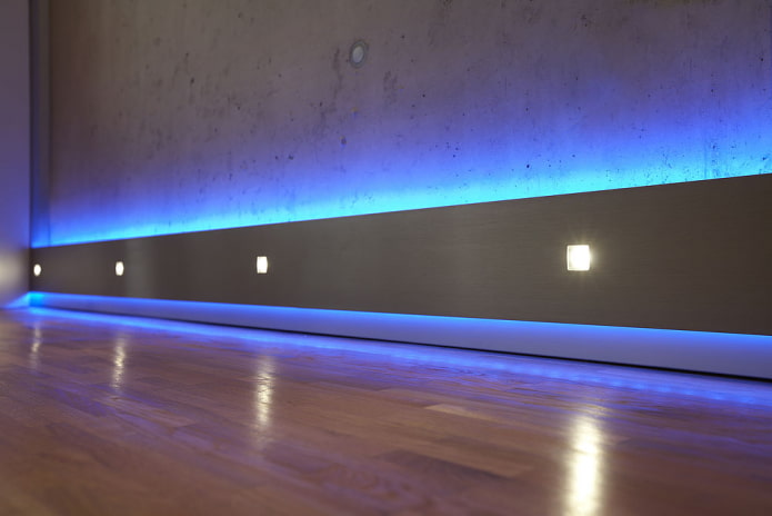 Bodenbeleuchtung mit Neonkabel im Innenraum
