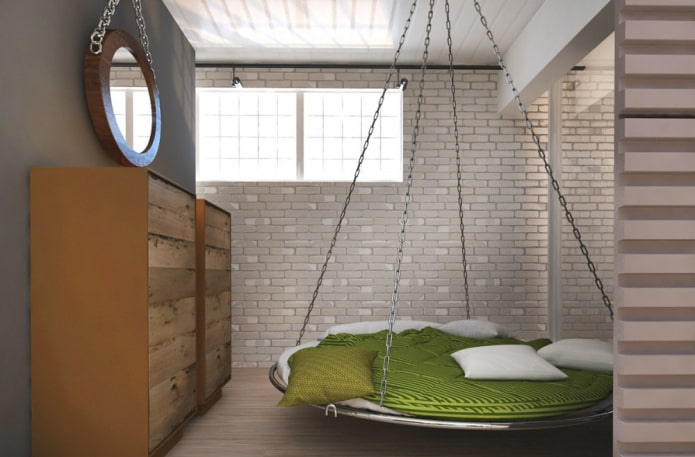 rundes Hängebett im Innenraum