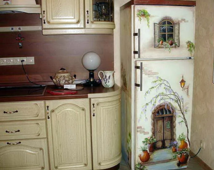 Provence Kühlschrank-Decoupage