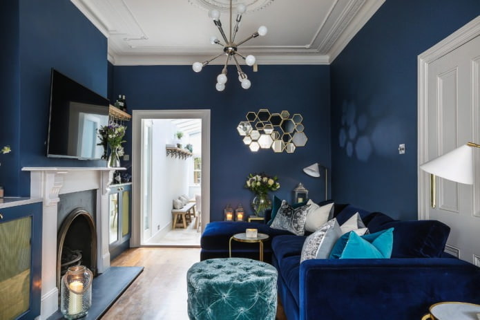 Blaue Wände im Wohnzimmer