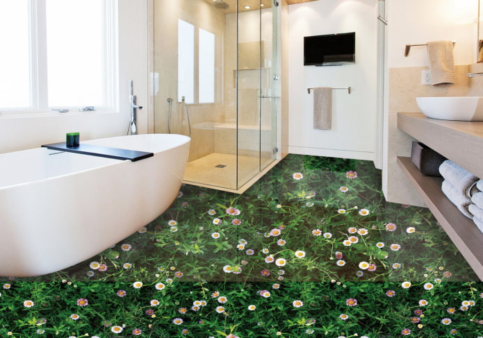 selbstnivellierender 3D-Boden im Badezimmer