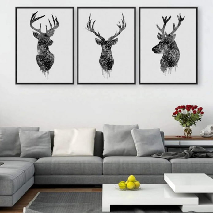 Schwarz-Weiß-Poster im Wohnzimmer