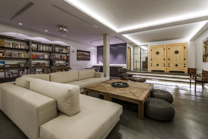 Gipskartondecke im Loft-Stil