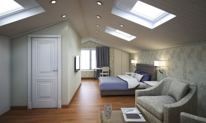 Strahler an der Decke im Dachgeschoss