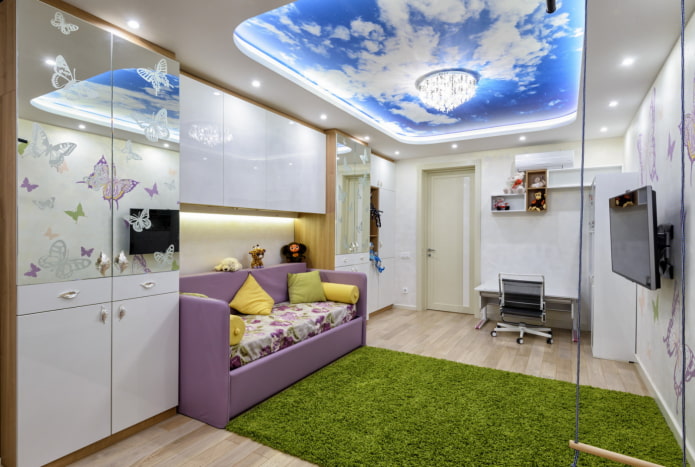 Himmel mit Wolken an der Decke im Kinderzimmer