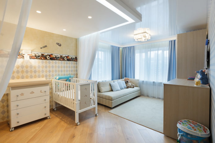 Weiße Deckenstruktur im Kinderzimmer