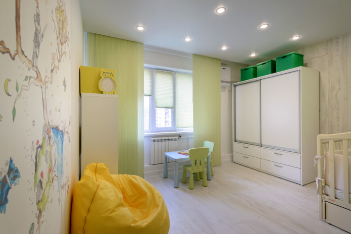 Weiße Deckenstruktur im Kinderzimmer