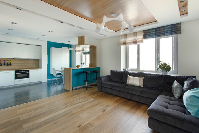 Deckengestaltung im Wohnküchen-Interieur