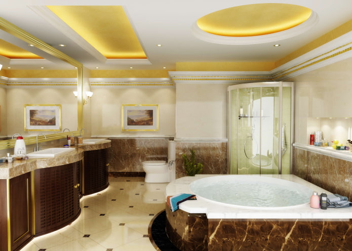 goldene Decke im Badezimmer