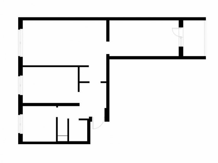 Grundriss einer 60 m² großen Dreizimmerwohnung in einem typischen Gebäude der Baureihe II-49