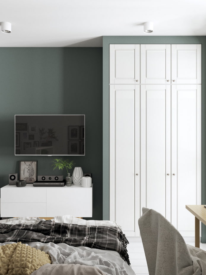 TV-Bereich und Kleiderschrank