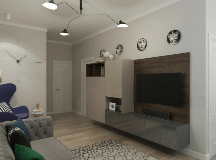 großes Wohnzimmer mit einer Nische