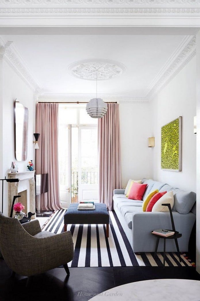 schmales Wohnzimmer