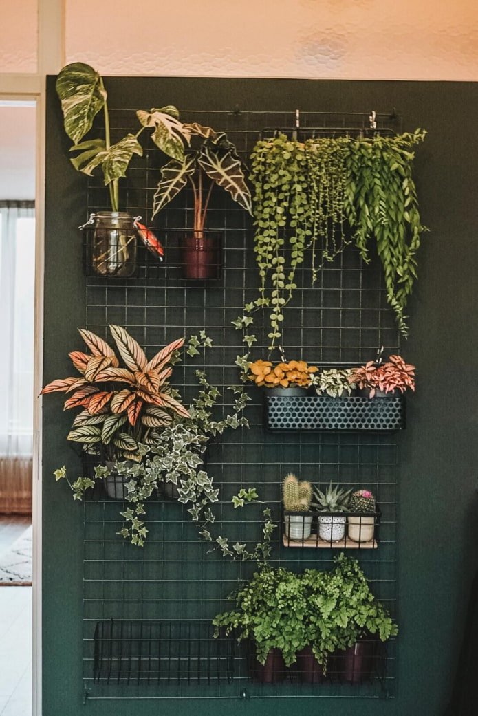 Blumentopf auf einem Gitter