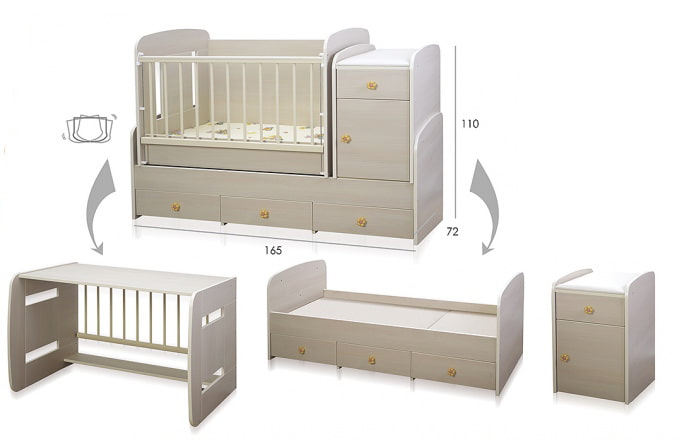 Größe eines umbaubaren Kinderbetts
