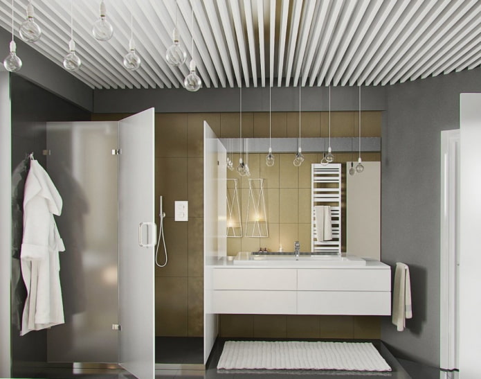 Lattenhängekonstruktion im Badezimmer