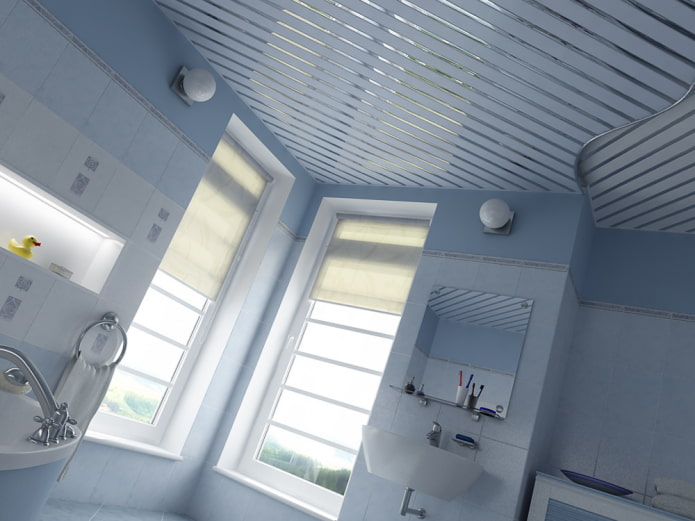 Lamellenhängekonstruktion im Badezimmer