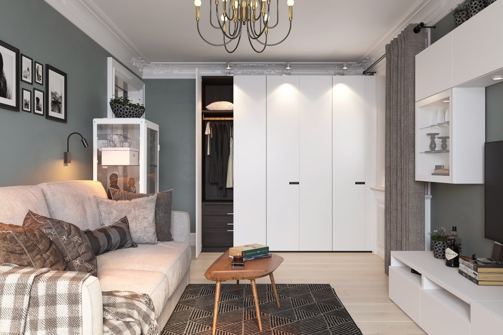 Kleiderschrank im Wohnzimmer