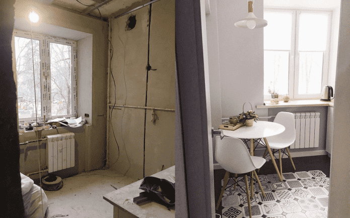 Foto vor und nach der Renovierung