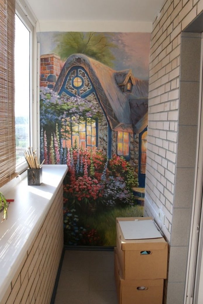 Wanddekoration auf dem Balkon