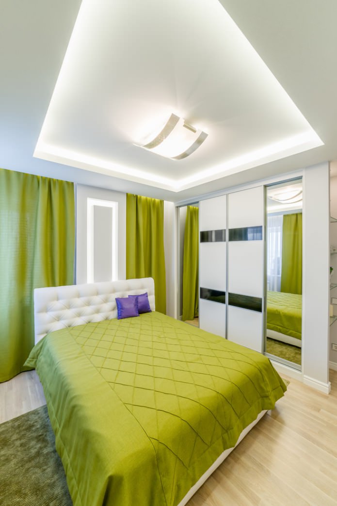 Salatgrüne Textilien im Schlafzimmer