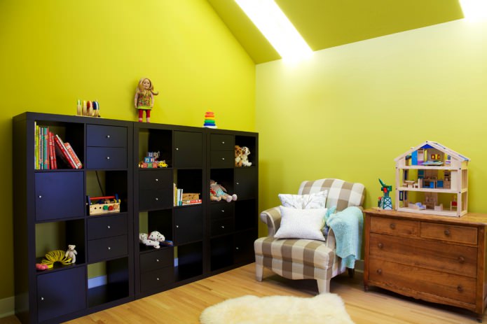 Salatgrüne Wände im Kinderzimmer