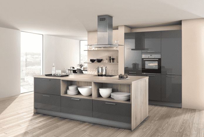 Kücheninterieur in Grau- und Beigetönen