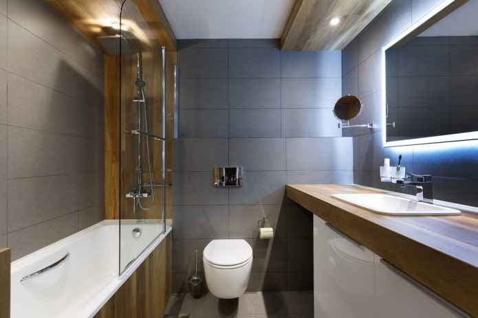Badezimmer-Interieur in Graubraun Töne