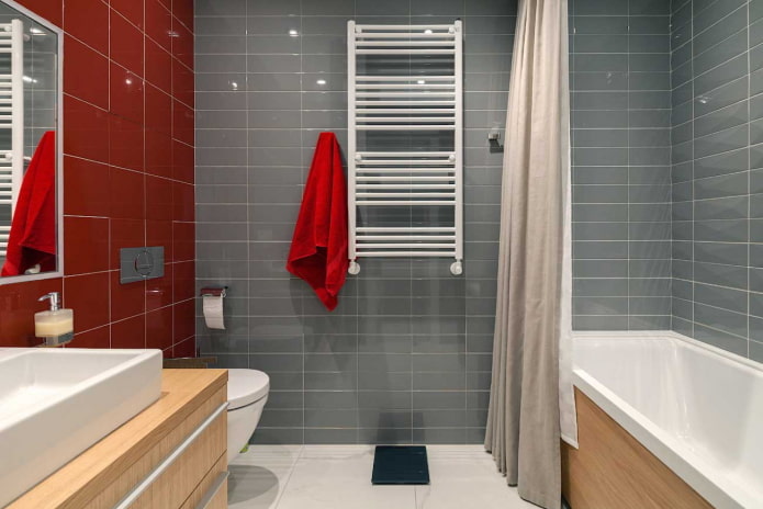 Badezimmer in Grautönen mit grauen Akzenten