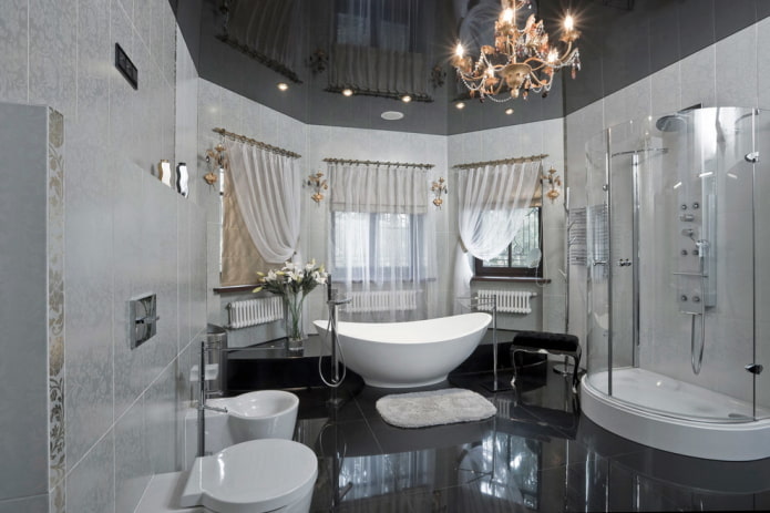 schwarzes und graues Badezimmer