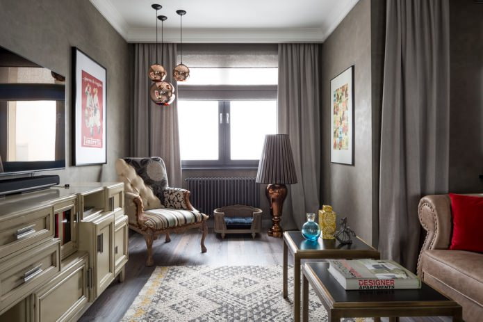 graue Wände im Wohnzimmer