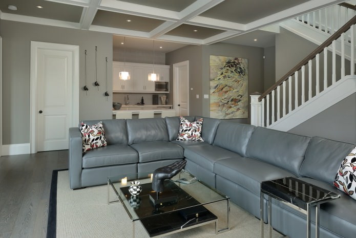 graues Wohnzimmer-Interieur