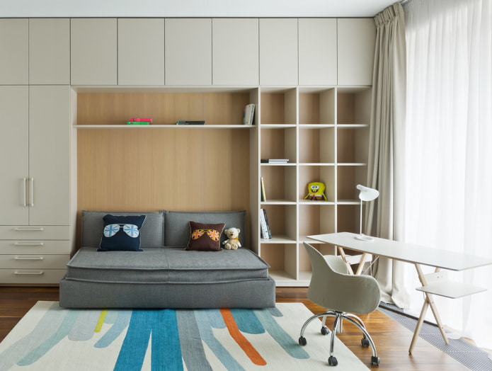 Kinderzimmer mit ausklappbarem Sofa