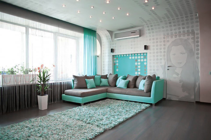 grau-türkis Sofa