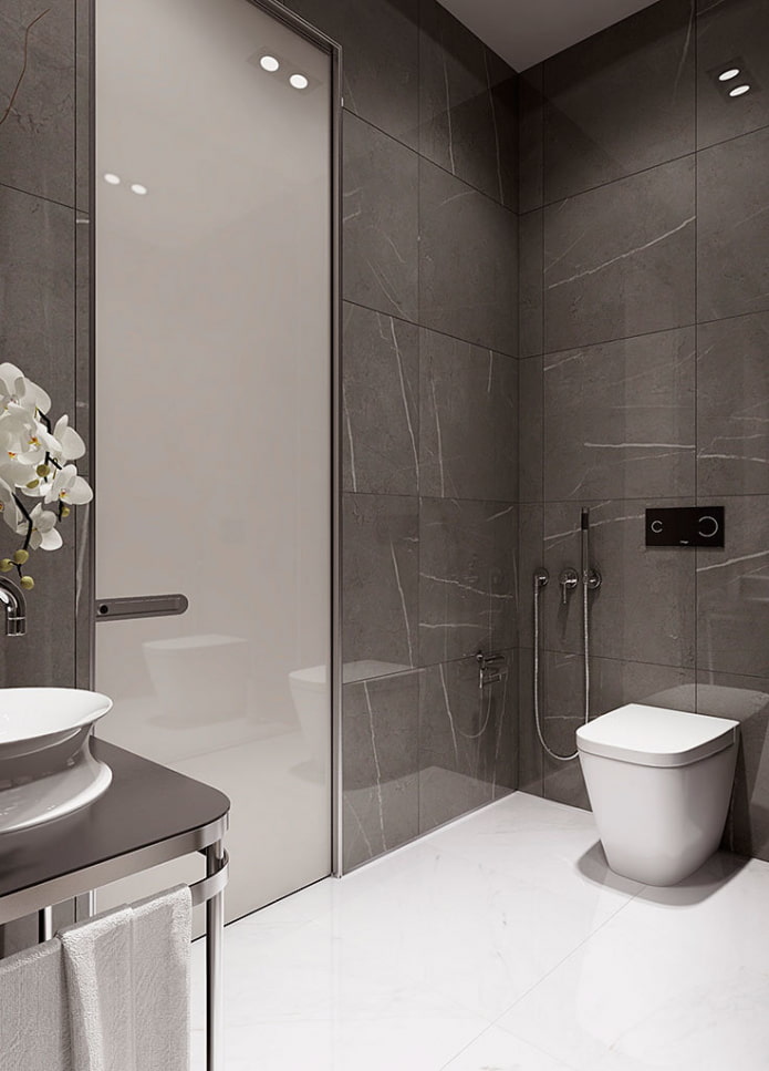 Toiletteneinrichtung in Grautönen