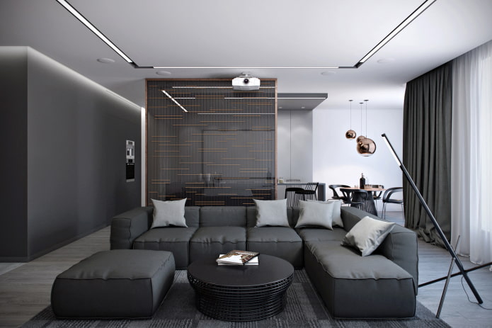 Graues Interieur im Hightech-Stil