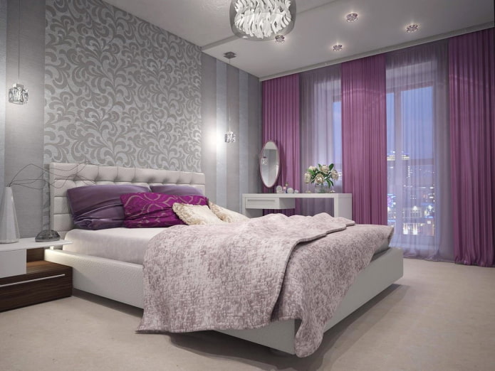 Innenarchitektur in Grau-Violett-Tönen