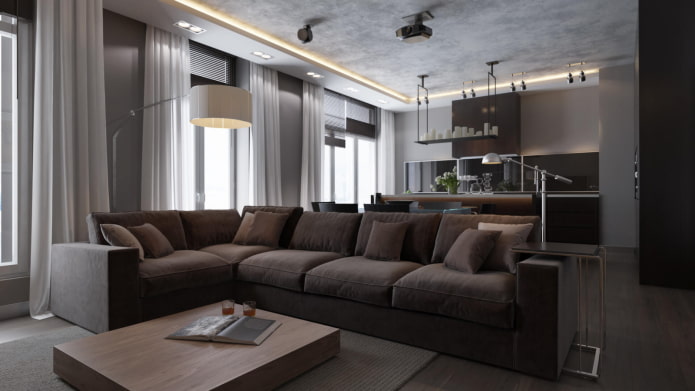 Innenarchitektur in Graubrauntönen