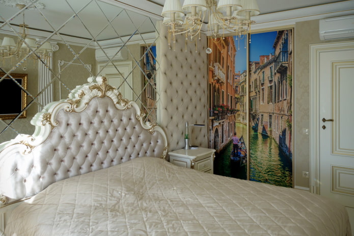 Kleiderschrank mit Fassade mit Fotodruck im Schlafzimmer