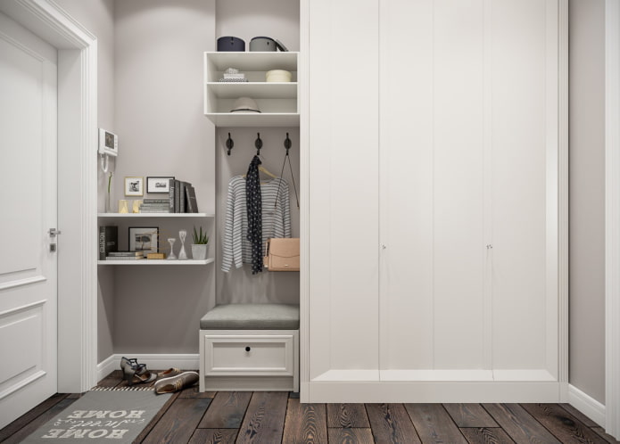 Garderobe im Flur-Interieur im skandinavischen Stil