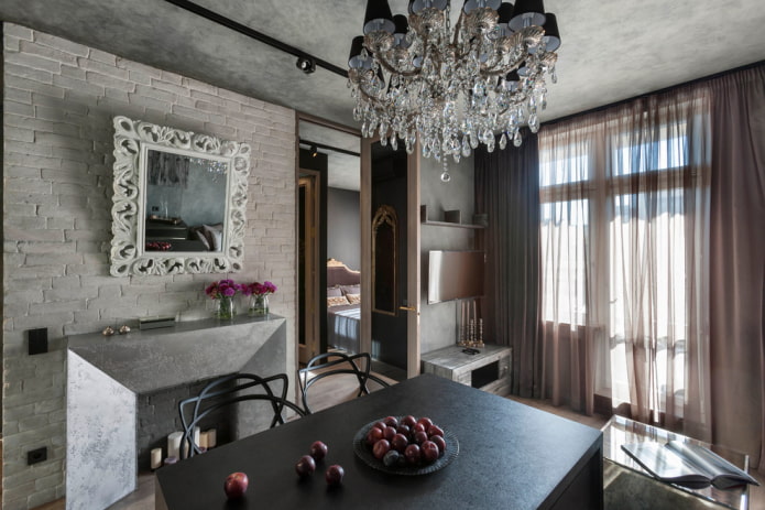 Brauner Organza im Wohnzimmer
